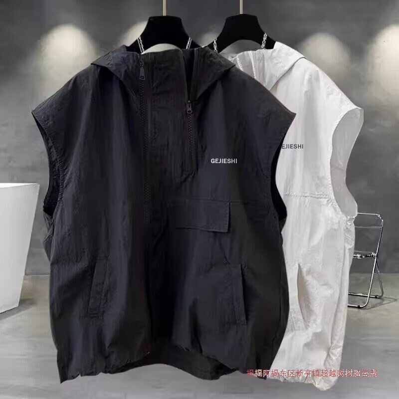2025 Men's Clothing | Outdoor Functional Zipper Vest Spring and Summer New Trendy Brand Loose Personalized Wrinkled Work Vest