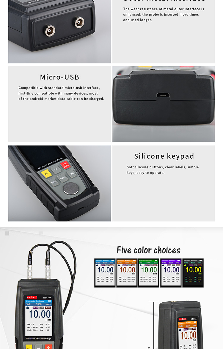 WT100A digital ultrasonic thickness gauge meter