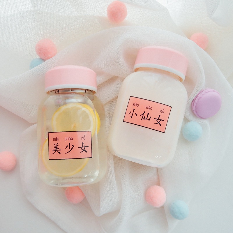 Taza de vidrio de hadas coreana de gran capacidad, hermosa chica suave, taza de agua de estudiantes portátil, taza de mano fresca