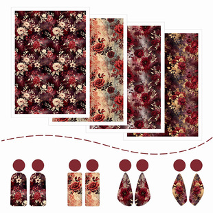Vintage Rose Pattern Soft Pottery Water Soluble Sticker Rose Flower Texture Clay Transfer Paper DIY Hand Tool