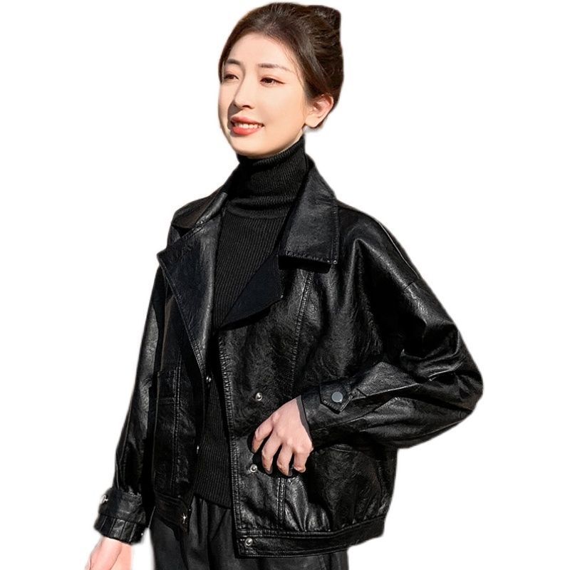 小个子皮衣2025年新款女春秋爆款机车皮夹克网红韩版宽松短款外套|undefined