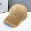 Velvet demi-season brand baseball cap, fashionable keep warm hat, with embroidery