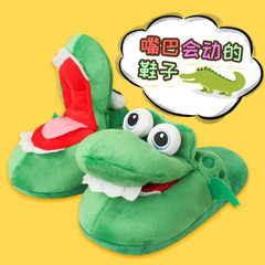 The same style of crocodile slippers that can open its mouth, plush toy animal slippers, dancing spoof dinosaur cotton shoes sand sculpture
