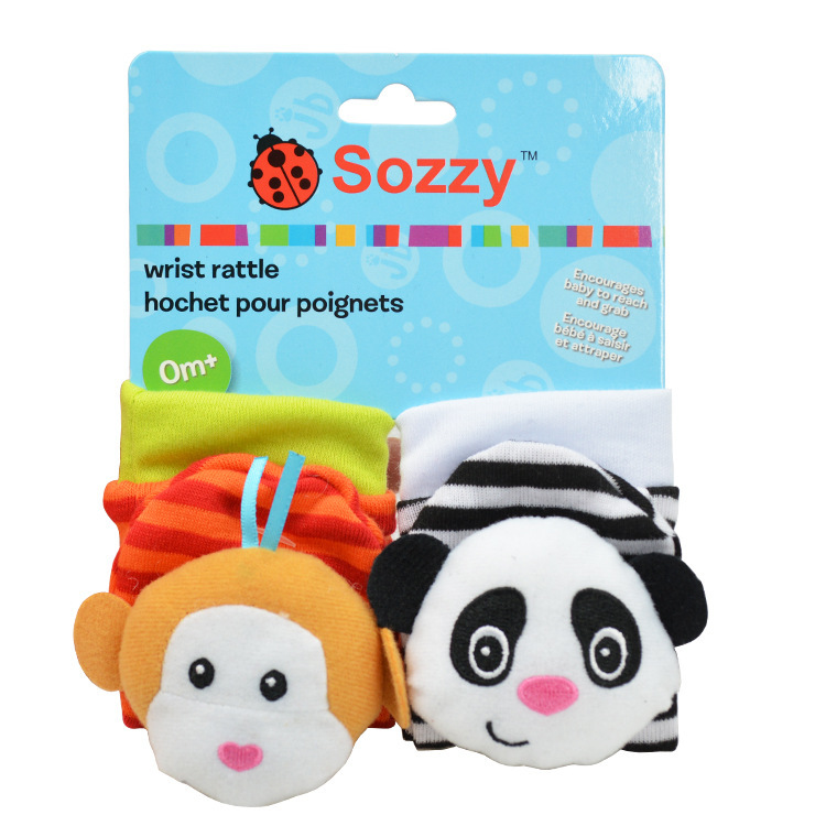 Sozzy lindo animal muñeca Bell calcetines bebé educación temprana sonando papel bebé sonajero juguete de peluche