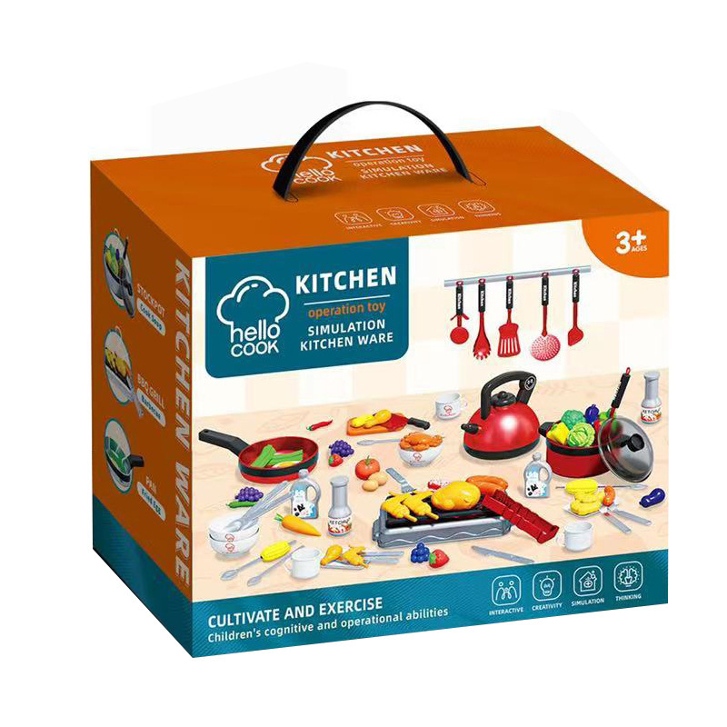 Transfronterizos nuevos niños juegan casa cocina juguetes diversión barbacoa cocina traje niños y niñas juguetes ventas directas de la fábrica