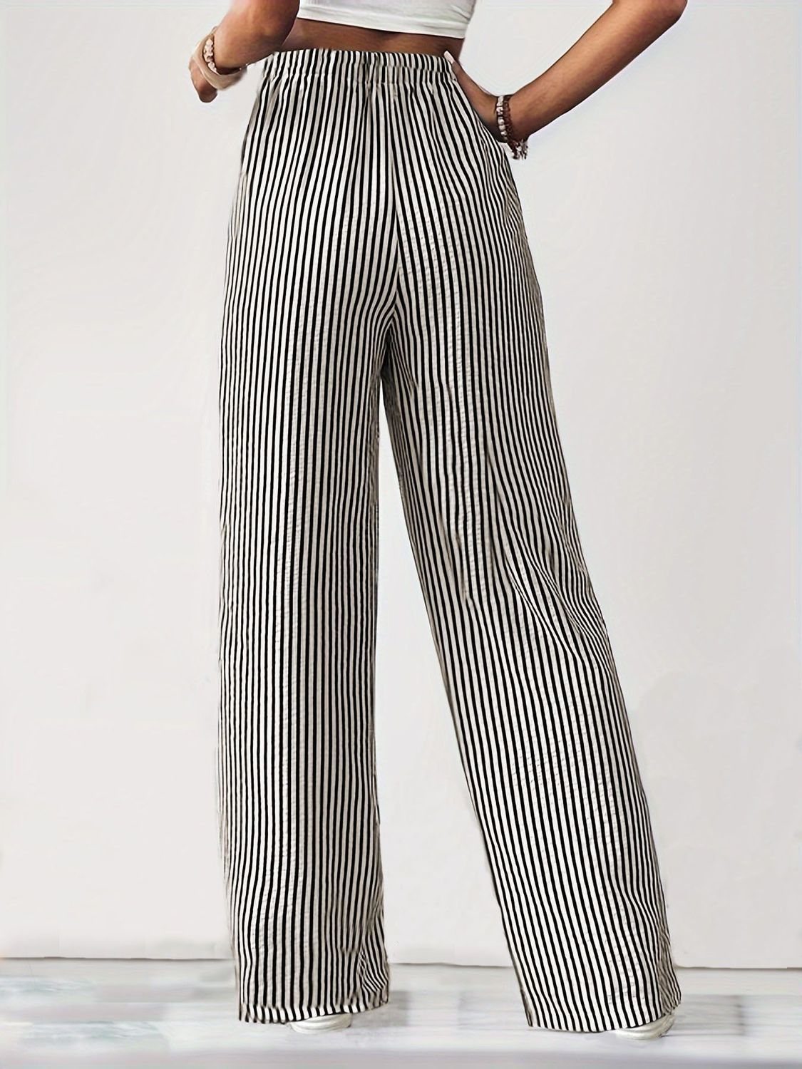 Women's Clothing Women's Clothing Women's Versatile Striped Casual Straight Leg Trousers Fashion Summer For Formal & Casual For Women_ecoleips.com