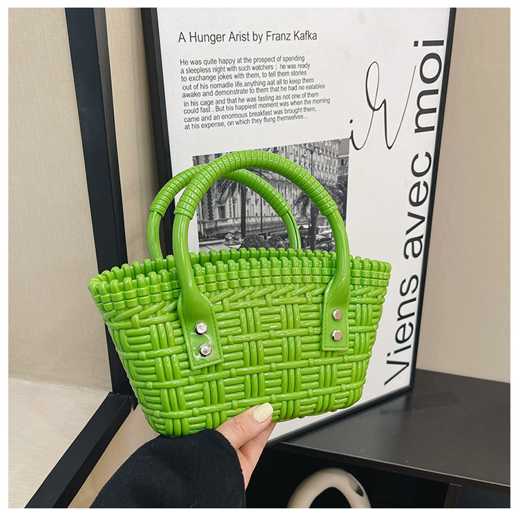 2025 New trendy and versatile crossbody mini vegetable basket jelly bag, fashionable hand-held woven bag, mini tote women's bag undefined