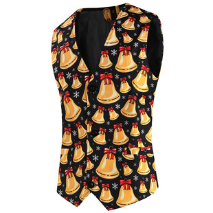 A large number of goods foreign trade new Christmas men's fashion suit vest printed leisure vest MJ M-4XL
