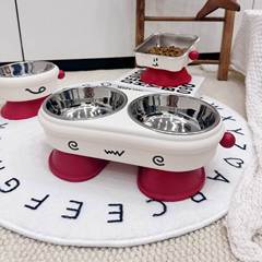 カラーボックス包装の高足犬ボウル、ステンレス製ダブルボウル、ペット用品、頚椎保護猫ボウル、給餌用の国境を越えた特別供給