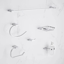 外贸六件套锌合金毛巾架套装浴室镀铬毛巾杆壁挂式卫生间置物架