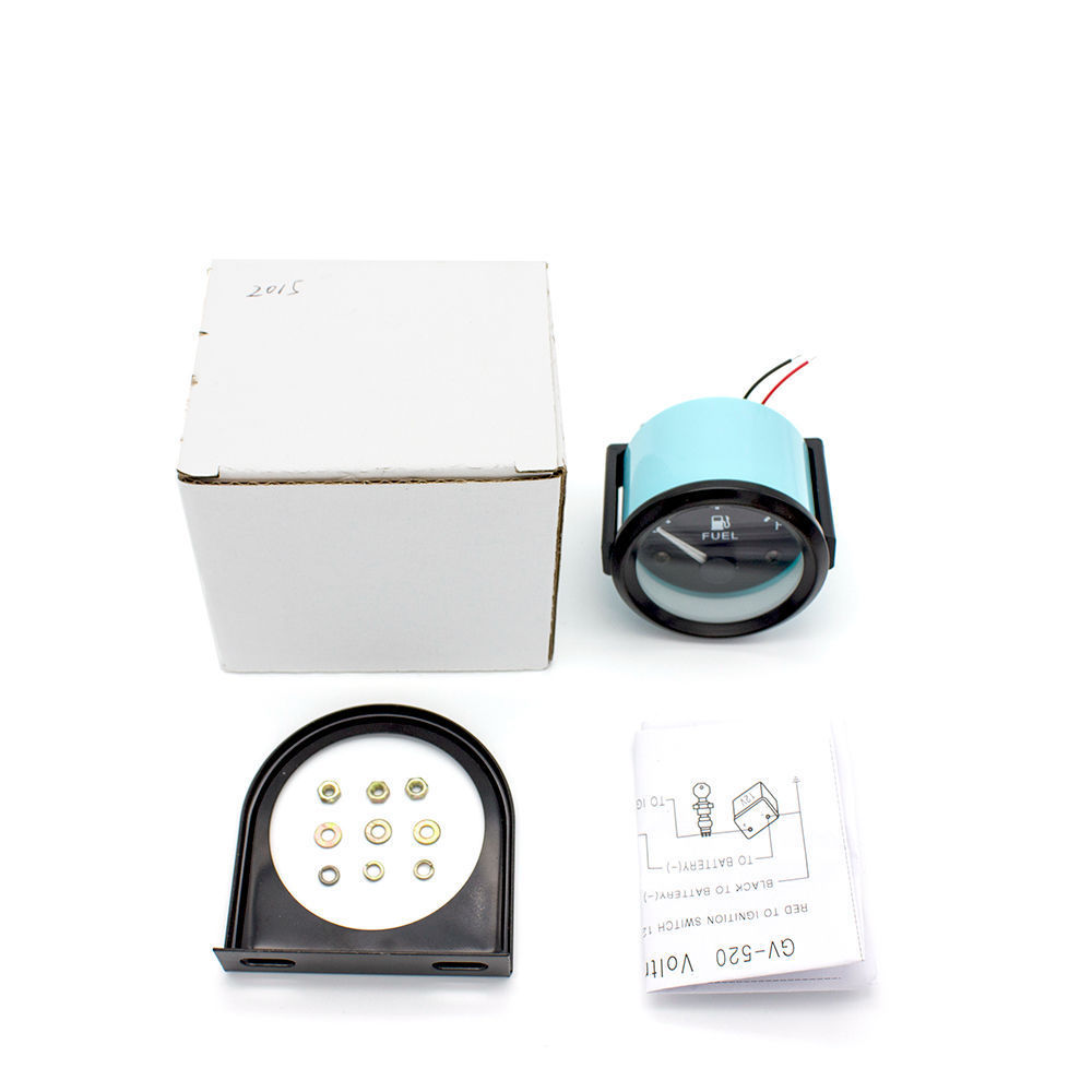 12v Universal car instrument oil level gauge 52mm black circle green shell car modification instrument oil gauge