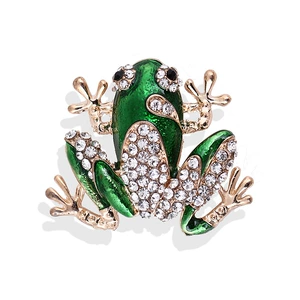 Lanhao Korean version of the new green oil enamel diamond frog clothing accessories brooch brooch flower clothing accessories wholesale