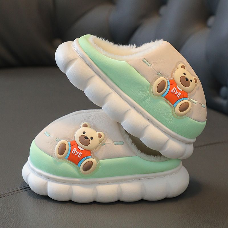 Protezione invernale per bambini, pantofole di peluche ispessite per bambini, pantofole di cotone impermeabili e carine per ragazzi e_voghion.com