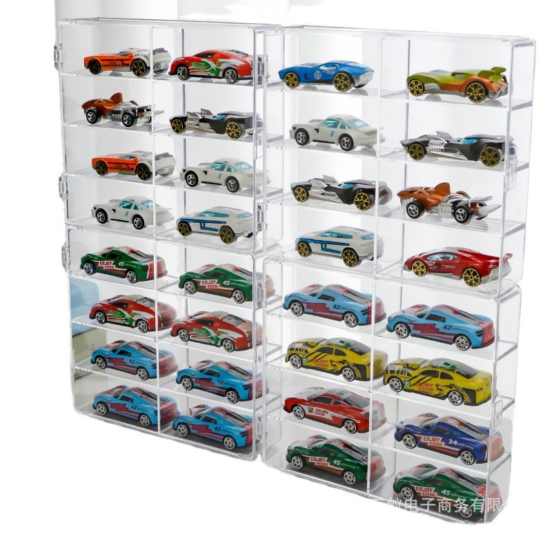 Hot Wheels Matchbox Domica modelo de coche de juguete para niños Caja de almacenamiento 1:64 coche a prueba de polvo multi-rejilla rack de almacenamiento