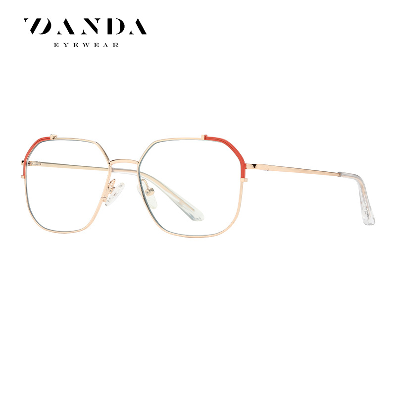 Gafas de vista lisas modelo exportación 2023, modernas y únicas, monturas de gafas para mujer JS8613, gafas de metal bicolor con bloqueo de luz azul.