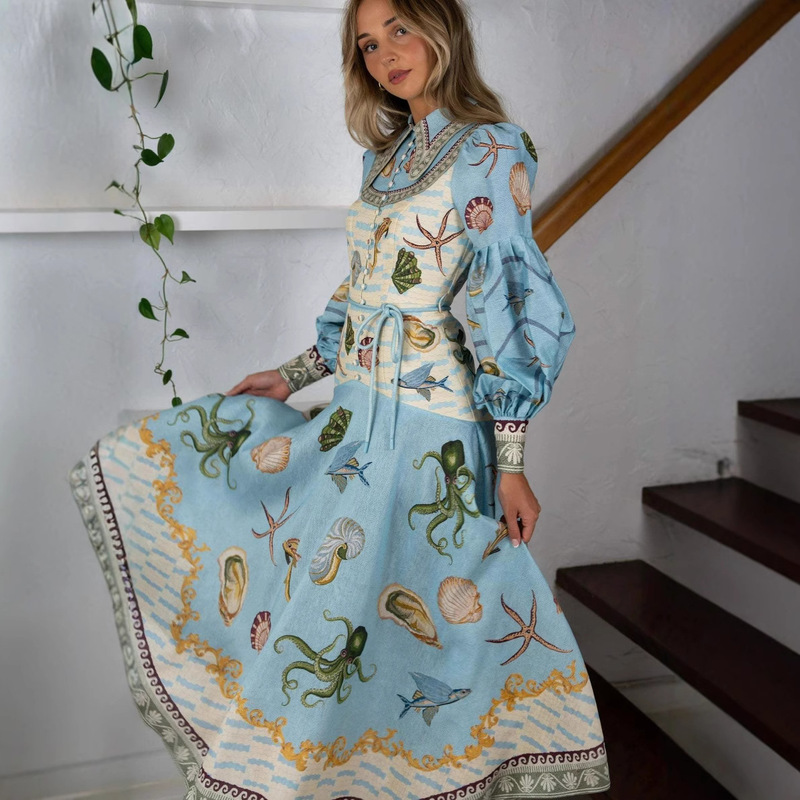 Europe and the United States cross-border 2025 new AliExpress Amazon independent station fashion linen doll collar cardigan big dress Europe and the United States cross-border 2025 new AliExpress Amazon independent station fashion linen doll collar cardigan big dress