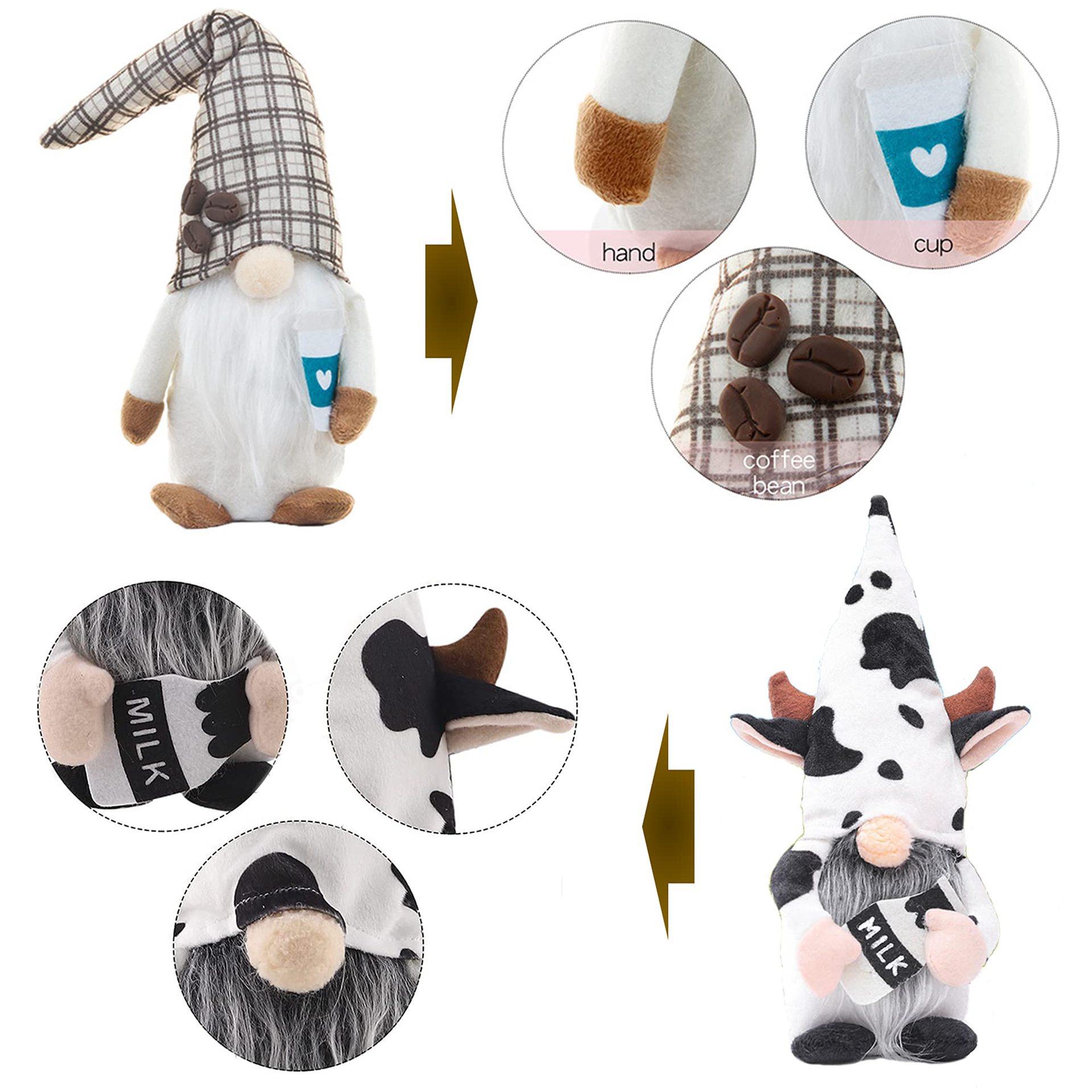 Nuevo Estilo nórdico serie de café Rudolf muñeca sin rostro muñeca ventana decoración de escritorio café Festival muñeca