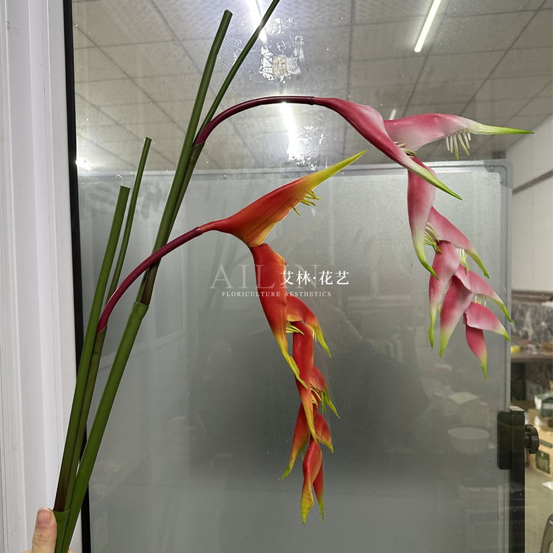 长枝仿真天堂鸟 9头垂鸟吊鸟PVC软胶火凤凰婚庆家居艺术插花摆放
