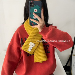 韓国版毛糸クロスニット短い純色ニットマフラー女性秋冬毛糸マフラー新型マフラー2021