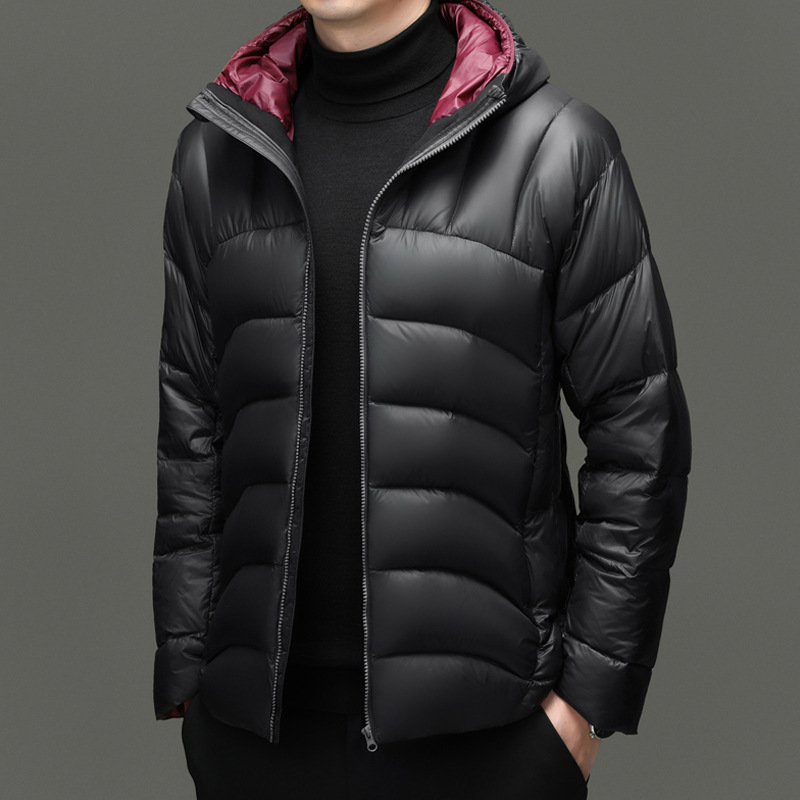 2025 New Winter Style Middle-Aged Men's Hooded Zipper down Jacket Long-Sleeved Cardigan Top Dropshipping