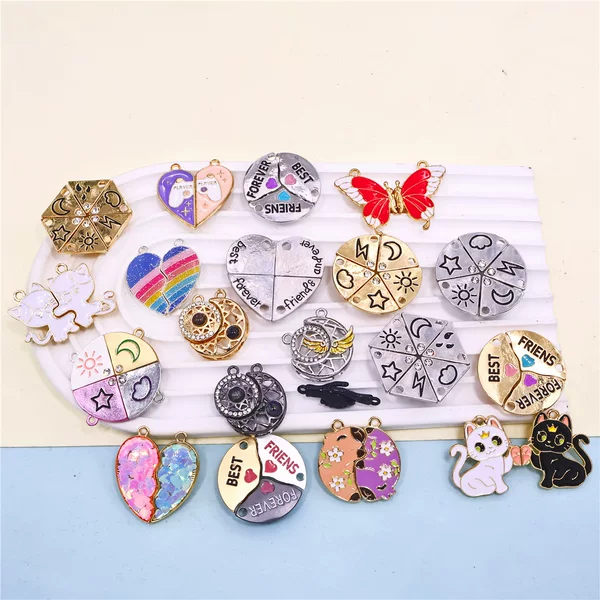 New cross-border magnetic heart-shaped animal pendant necklace set, two or three-piece set of alloy accessories for good friends