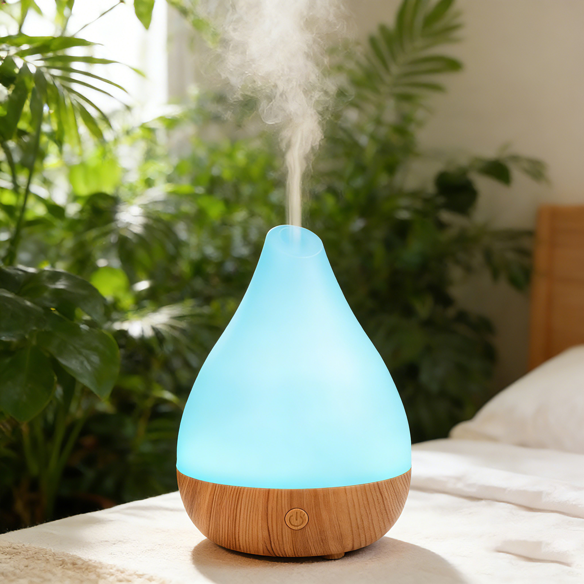 Source Factory Colorful Light Water Drop Shape Creative Humidifier Small Capacity Mini Home Led Light Aromatherapy Machine