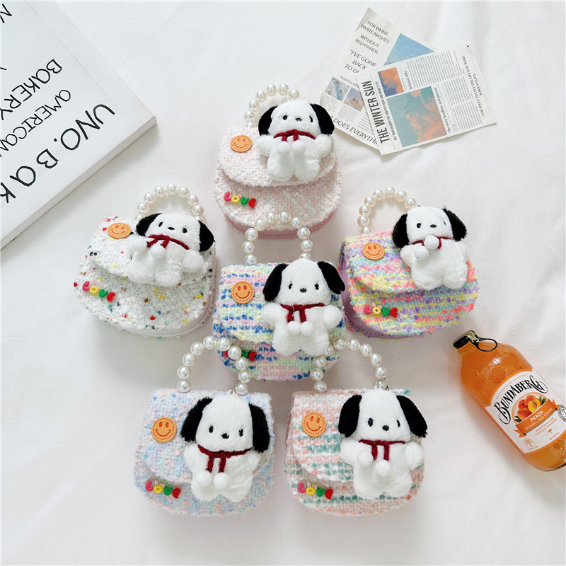 Bolsa de mensajero de los niños de lana 2023 moda lana niñas perla monedero Otoño e Invierno nuevos niños ropa grande marca bolsa