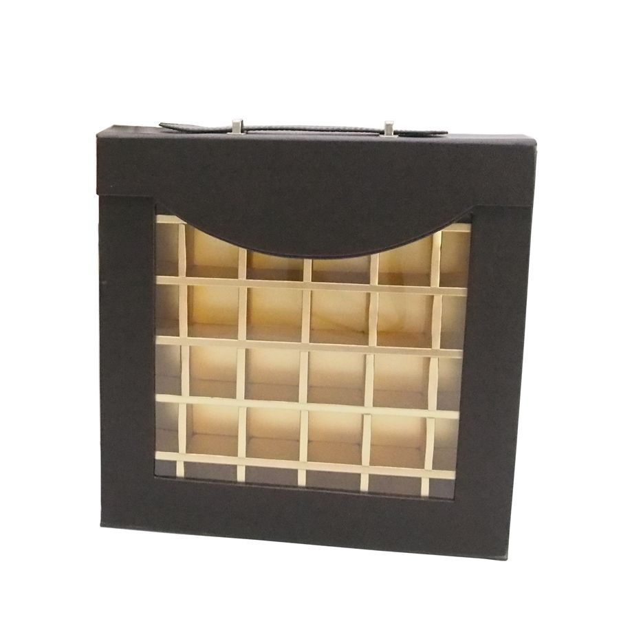 黑色PU皮革pvc开窗 糖果提手礼款式 巧克力 朱古力盒饼干食品盒子