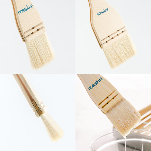 French bakery handmade wool brush, pine wood handle oil brush, Cantonese mooncake egg yolk pastry brush with egg liquid, barbecue brush