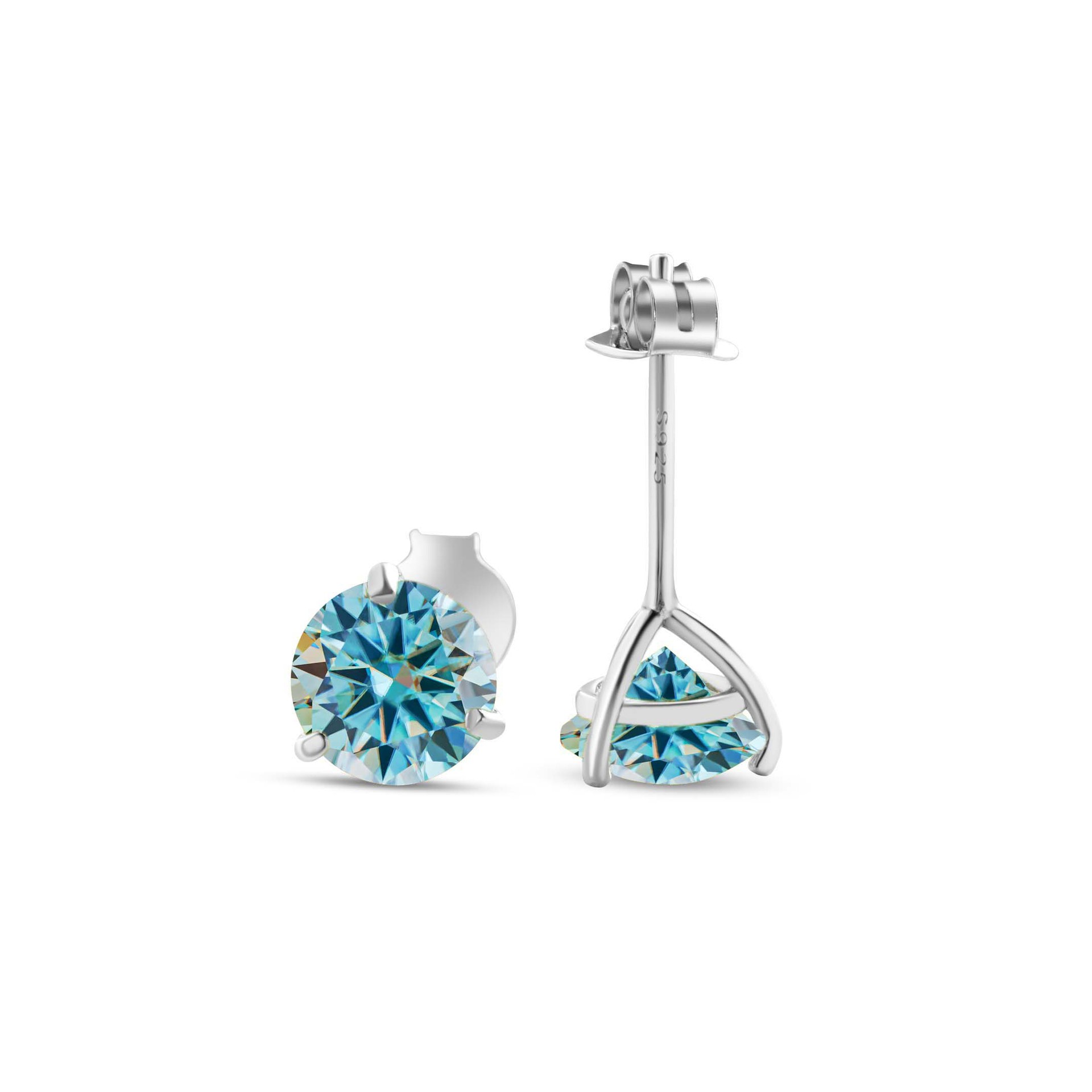 S925 pendientes de plata esterlina 2021 nuevos pendientes clásicos femeninos simple tres garras un quilate adornos pendientes de piedra de moissan