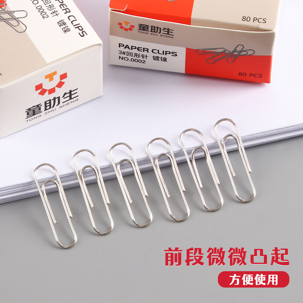 Papelería de oficina clips de metal personalizados níquel chapado clip clip clip clip accesorios caja 80 piezas al por mayor