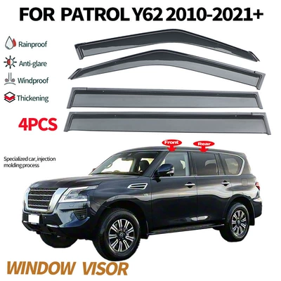 Suitable for Nissan Patrol Y62 Window Visor, Thickened Rain Shield for Car Windows, Patrol Y62 Window Visor