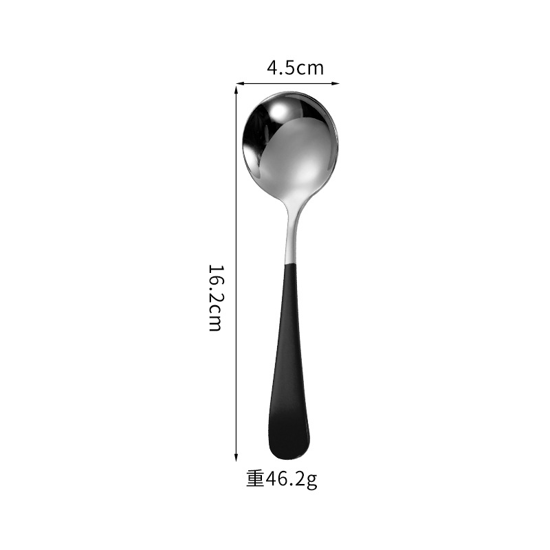 304 de acero inoxidable red cuchara roja ins cuchara de cabeza redonda engrosada hogar coreano cuchara redonda cuchara de arroz cuchara de postre