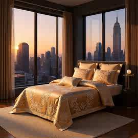 轻奢风大提花水光真丝缎寝具床品超细旦天丝棉四件套床单式四季款