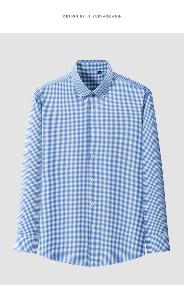 Áo sơ mi nam dài tay 100% cotton 200 sợi chống nhăn họa tiết kẻ sọc kẻ caro phong cách công sở — Họa tiết kẻ caro hồng đào - Tay dài - Cổ cài khuy 301, Kẻ caro nâu xanh - Dài tay - Cổ cài khuy 309, Kẻ sọc xanh lá - Tay dài - Cổ cài khuy 307, Lan Tiểu Cát - Áo dài tay - Cổ cài khuy 308 chi tiết 27