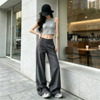 微喇西装休闲裤女气质通勤宽松显瘦百搭辣妹阔腿西裤