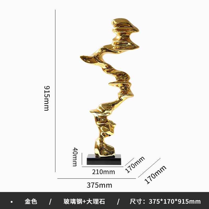 モダンでシンプルで軽い高級グラスファイバー電気メッキアート装飾品ホテルのホールエントランスホールテレビキャビネットの横にある彫刻|undefined