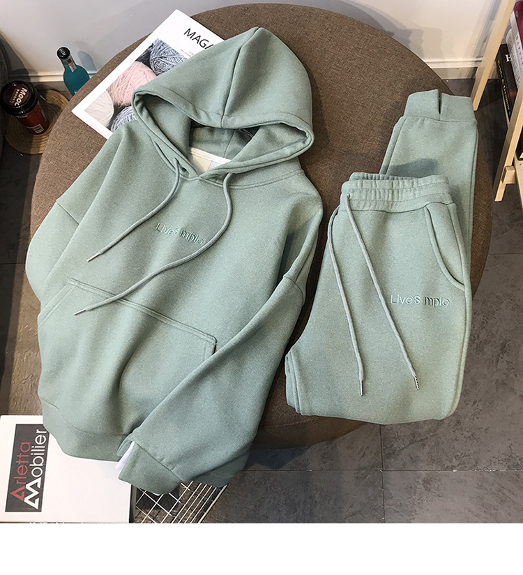 Pants Sets Sets Type 2 Pieces Set Quantity Daily Occasion Hooded Neckline Women's Simple Style Letter Solid Color Polyester Pocket Pants Sets