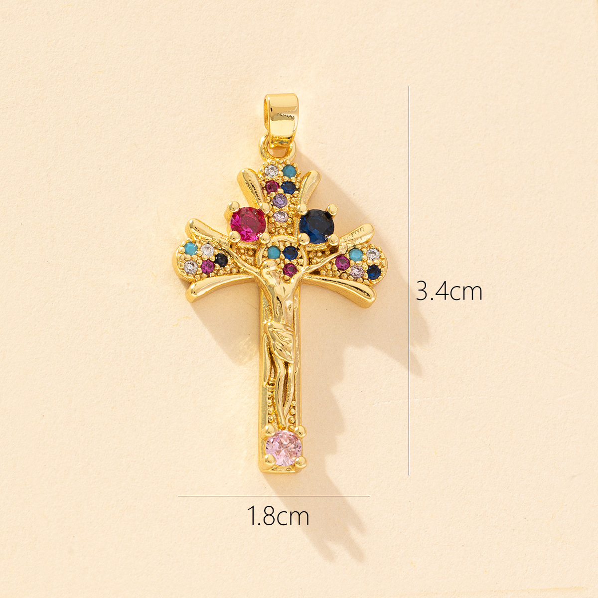 1 Piece Copper Zircon Cross Pendant display picture 4