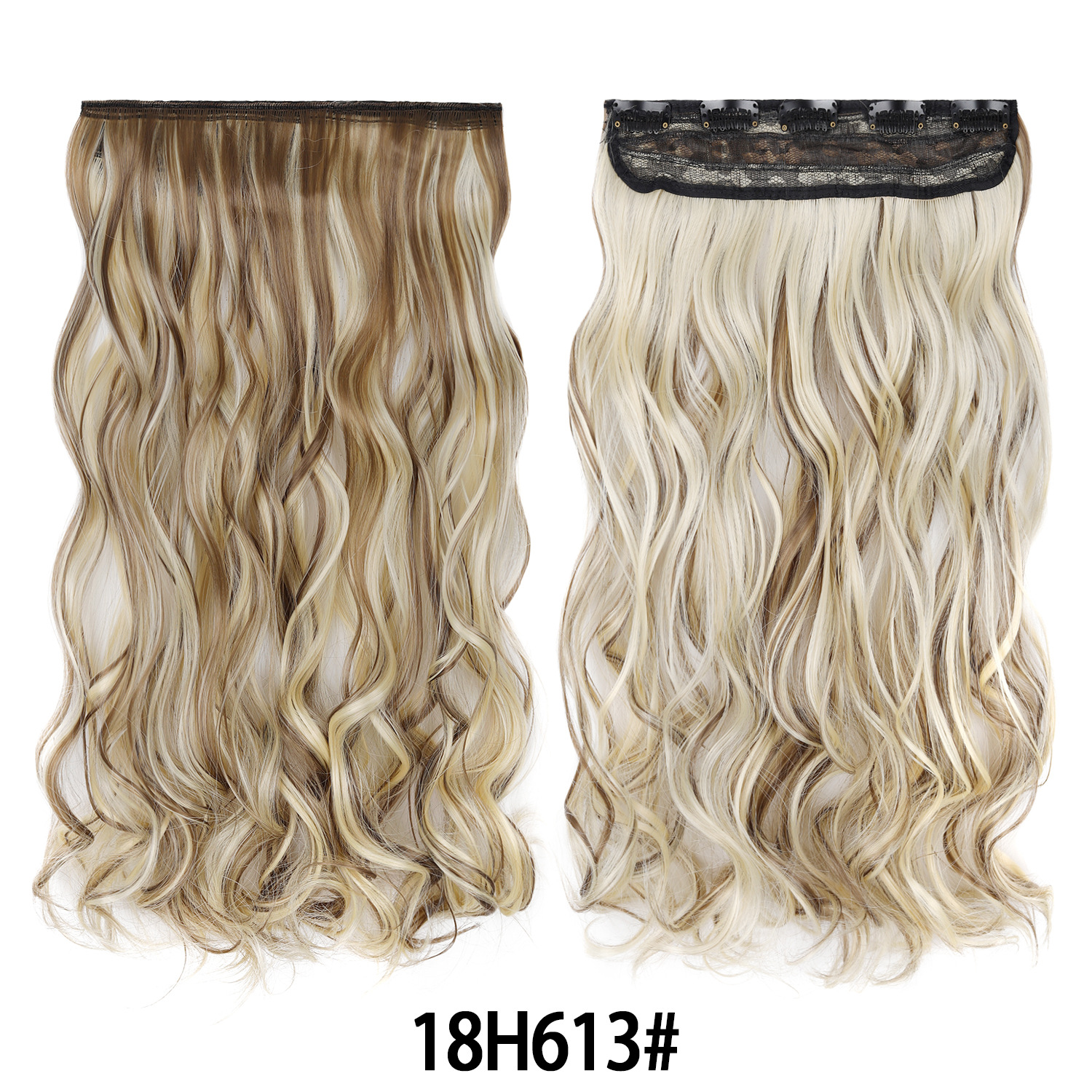 Extensión de Cabello de 5 Clips de 18 Pulgadas de Fibra de Alta Temperatura Rizado para Señoras