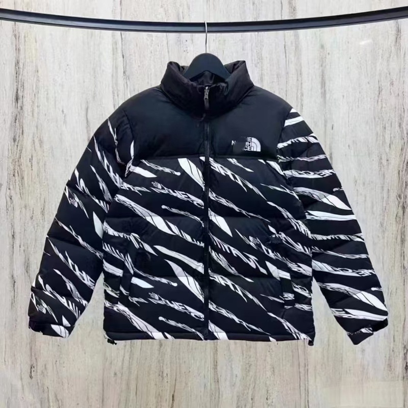 外贸新款北家1996棉服联名拼接款男女情侣印花款图案冬季夹克外套|undefined