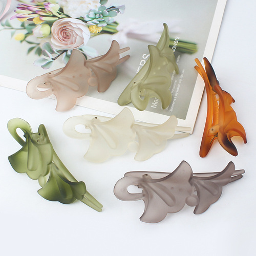 Jelly color flower plate hair clip women's spring and summer fashion hair clip frosted clip headwear back of the head large duckbill clip