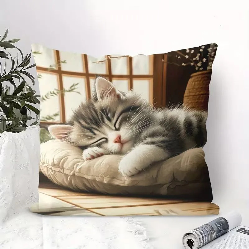 TEMU venta caliente gatos almohada lindo lindo lindo divertido animal almohada dormitorio hogar sofá decoración cojín cubierta al por mayor image 48
