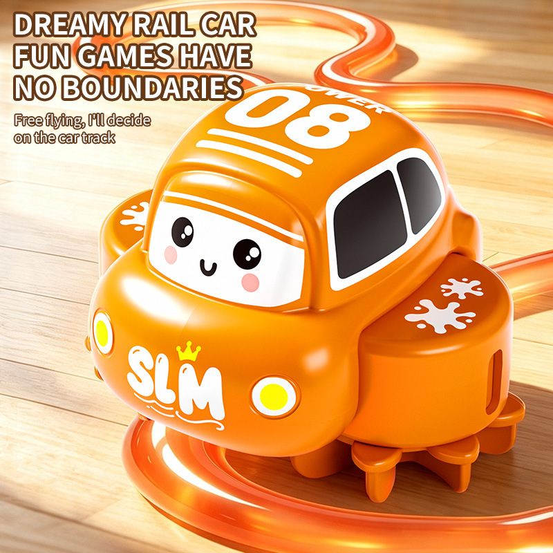 New cross-border fantasy track car, educational DIY with variable routes, electric toy car, crystal clay slime track