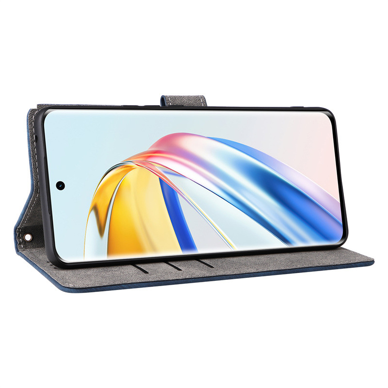 Läderfodral för honor magic6 lite x9b med kortfack och stativ_voghion.com