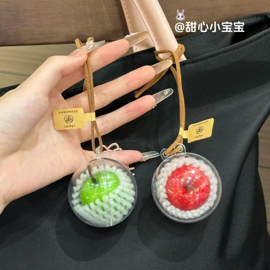 Apple Pendant Creative Bag Hanging Cute Niche Ins Style Hand-Woven Peace Fruit Keychain Mobile Phone Chain Jewelry