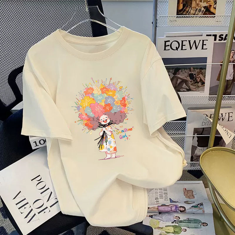 Loose Large Size Half-Sleeve T-Shirt Pure Cotton Short-Sleeve T-Shirt for Women 2026 New Popular Summer Design Top Loose Large Size Half-Sleeve T-Shirt Pure Cotton Short-Sleeve T-Shirt for Women 2026 New Popular Summer Design Top