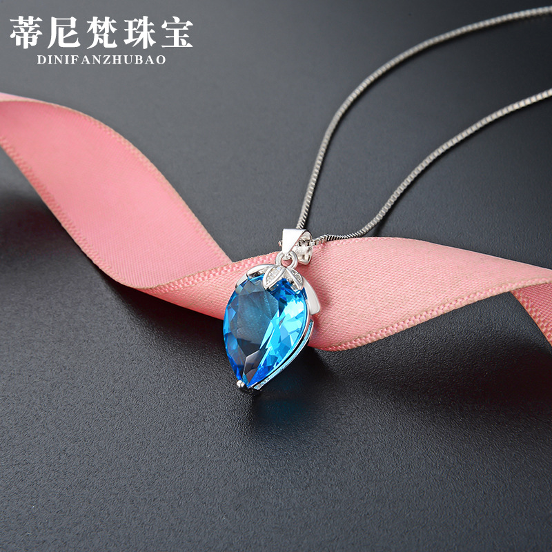 Colgante de accesorios en forma de gota para mujer Corea del Sur s925 collar de cristal de plata colgante transfronterizo joyería de moda Cadena de clavícula