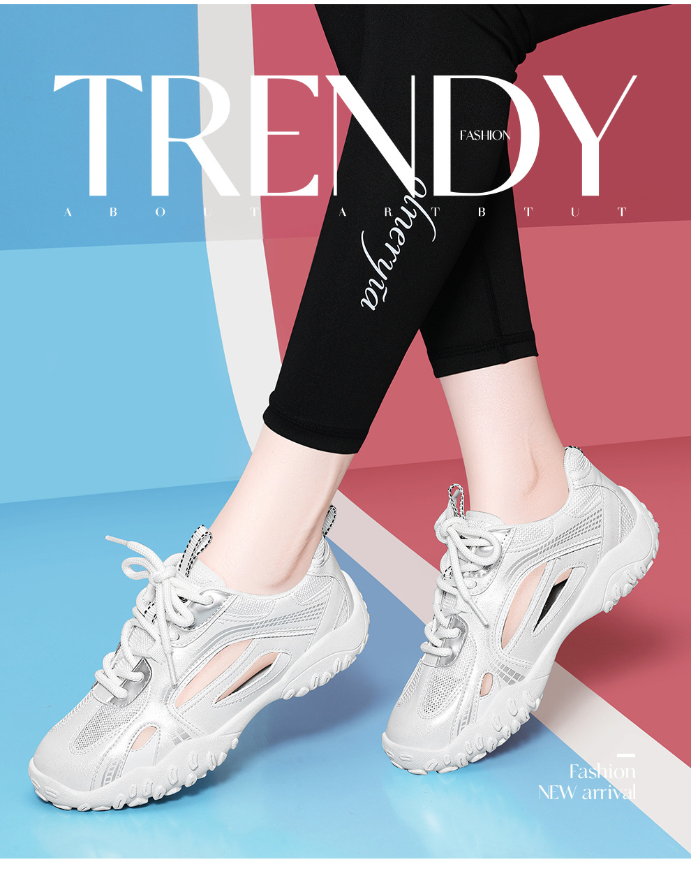 Giày sneaker nữ lưới rỗng thoáng khí mùa hè 2025 — JST 7216m màu, JST 7216 bạc chi tiết 2