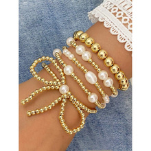 Y 45027 Pearl like beaded bracelet set �����鴮��������װ